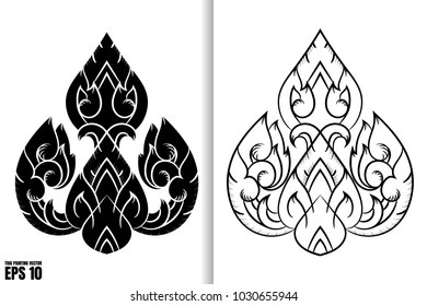 Thai Painting Style Vector Illustration