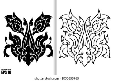 Thai Painting Style Vector Illustration