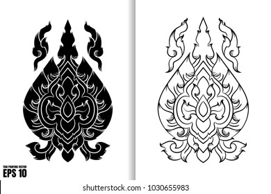 Thai Painting Style Vector Illustration
