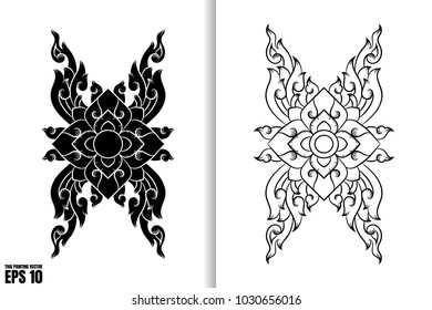 Thai Painting Style Vector Illustration