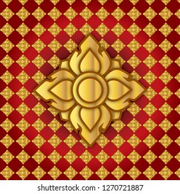 Thai pattern, background, flowers, flowers, pattern, gold color, background, ancient Thai art