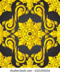 Thai pattern background, gold flower pattern, antique pattern