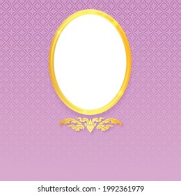 Thai Pattern Background With Golden Oval Frame.