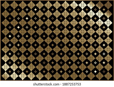 Thai pattern background. Luxury Gold floral background vector. Wallpaper.