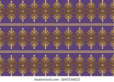Thai pattern Brow and cream pattern on purple background