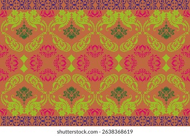 
Thai pattern carpet orange gold color separated on white background