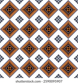 Thai pattern cloth pattern, diamond shape, orange-gray