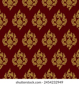 Thai Pattern dark red background