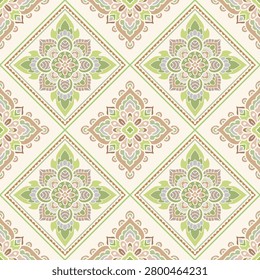 Thai pattern Earthtone color vector illustration. lai Pra jam yam Thai element pattern. Green brown theme.