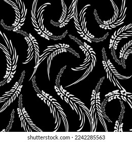 Thai pattern feather background image on black background isolated