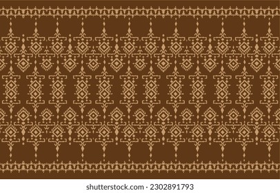 Thai pattern figure tribal Thai geometric ethnic oriental pattern traditional on blue background.Aztec style,embroidery,abstract,vector illustration.design for texture,fabric,clothing,wrapping,carpet.