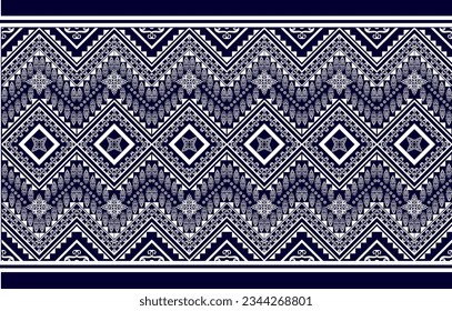 Thai pattern figure tribal Thai geometric ethnic oriental pattern traditional on blue background.Aztec style,embroidery,abstract,vector illustration.design for texture,fabric,clothing,wrapping,carpet.