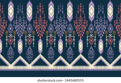 Thai pattern figure tribal Thai geometric ethnic oriental pattern traditional on background.Aztec style,embroidery,abstract,vector illustration.design for texture,fabric,clothing,wrapping,carpet.