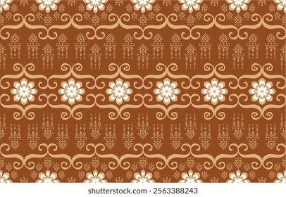 Thai pattern figure tribal Thai geometric ethnic oriental pattern traditional on background.Aztec style,embroidery,abstract,vector illustration.design for texture,fabric,clothing,wrapping,carpet.