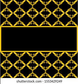 Thai pattern frame, golden yellow, grid pattern, illustration, vector, simple, for card or decorative background, add text