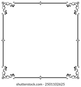 Thai pattern frame, vintage black corners on clear background.