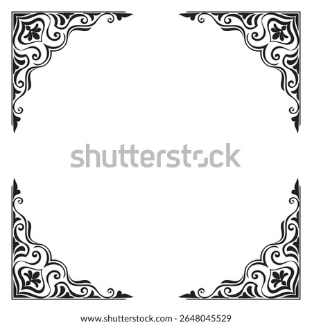 Thai pattern frame, vintage frame, decorative corner, scroll line pattern, graphic elements