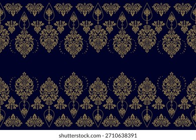 Patrón tailandés oro sobre fondo azul, geométrico, tradicional, ornamento, ornamento simétrico, Ilustración vectorial
