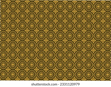 Thai pattern golden floral on brown background pattern abstract tribal geometric shapes symmetry classic style retro vintage background wallpaper print clothing illustration vector rug tile.