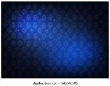 Thai Pattern, Illustration of Beautiful Blue Vintage Texture Wallpaper Background with Floral Pattern for Add Content or Picture.