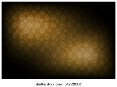 Thai Pattern, Illustration of Beautiful Brown Vintage Texture Wallpaper Background with Floral Pattern for Add Content or Picture.
