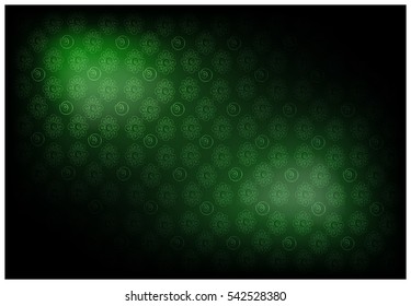 Thai Pattern, Illustration of Beautiful Green Vintage Texture Wallpaper Background with Floral Pattern for Add Content or Picture.