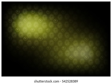 Thai Pattern, Illustration of Beautiful Green Vintage Texture Wallpaper Background with Floral Pattern for Add Content or Picture.