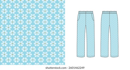 Thai pattern pants or thai flower pants from Thailand, Vector about pixel pattern for making fabric or background