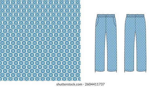 Thai pattern pants or thai flower pants from Thailand, Vector about pixel pattern for making fabric or background
