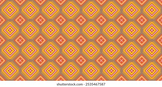 Padrão de tecido tailandês local, forma retangular, cores alternadas.