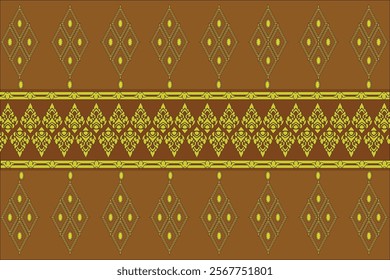 thai pattern seamless, red and gold Thai background, thai pattern temple, gold Thai art, Buddhism temple element, and background pattern decoration motifs for pillar pattern.