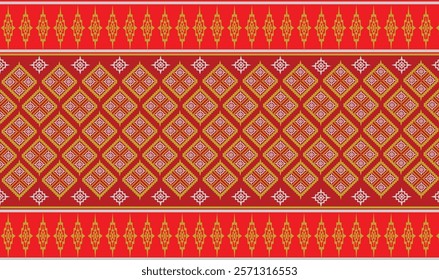 thai pattern seamless, red and gold Thai background, thai pattern temple, gold Thai art, Buddhism temple element, and background pattern decoration motifs for pillar pattern.