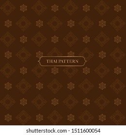 Thai pattern Style Abstract on brown  Background, Vector illustration.