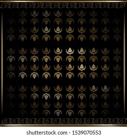 Thai pattern Style Abstract on black  Background, Vector.