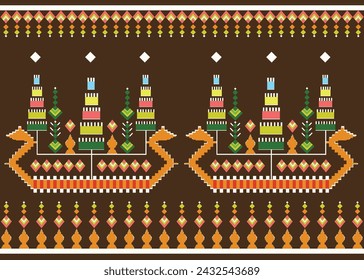 Thai pattern Suphannahong boat,Festive Sweater Design,pattern design for background or Wallpaper ,fabric wallpaper,ornament print Ethnic,native fabric pattern
