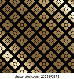 Thailändisches Muster. thailändisches Muster, goldener und schwarzer Hintergrund. Schleifpapier, Stoffdruck-Design. Ausschreibungsverfahren für Geschenkpacker, Tapete, Verpackungspapier, Vektorgrafik
