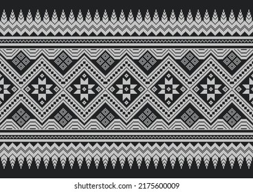 Thai pattern from traditional silk with black and white color ; Thai textile, Thai fabric.