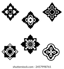 thai pattern vector design in the black and white style 