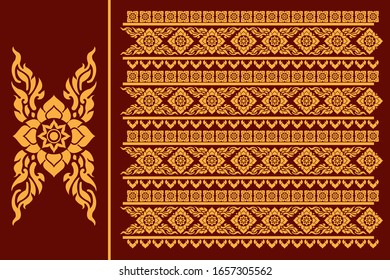 
Thai pattern vector on brown background