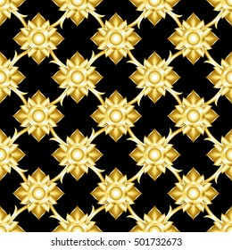 Thai pattern vintage retro gold background vector