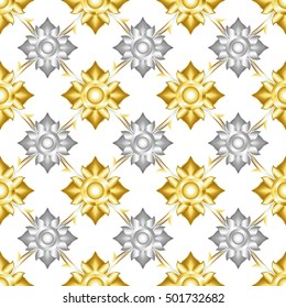 Thai pattern vintage retro gold background vector