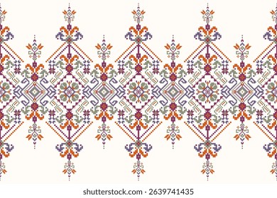 Thai pattern,geometric ethnic floral pattern background,geometric oriental pattern traditional,Aztec style,abstract background,vector illustration.design for texture,fabric,clothing,decoration,print