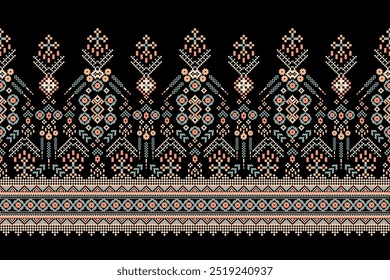 Thai pattern,geometric ethnic pattern vector illustration,floral cross stitch pattern 