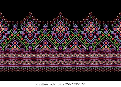 Thai pattern,Thai floral pattern,Thai geometric ethnic pattern,geometric oriental embroidery,Aztec style,abstract background,vector illustration.design for texture,fabric,clothing,decoration,print