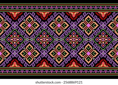 Thai pattern,Thai floral pattern,Thai geometric ethnic pattern,geometric oriental embroidery,Aztec style,abstract background,vector illustration.design for texture,fabric,clothing,decoration,print.