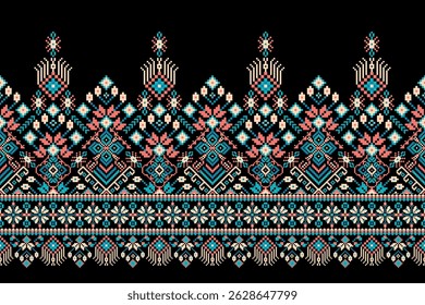 Thai pattern,Thai floral pattern background,vector illustration,geometric ethnic pattern,floral cross stitch embroidery,Aztec style,abstract.design for,texture,fabric,clothing,decoration,print,sarong.