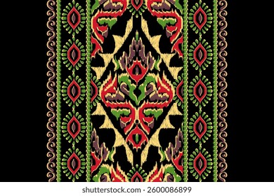Thai pattern,Thai silk pattern,Thai floral seamless,vector illustration,Aztec style,abstract background,traditional embroidery,hand drawn.design for texture,fabric,clothing,decoration,sarong,print