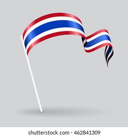 Thai Pin Icon Wavy Flag. Vector Illustration.