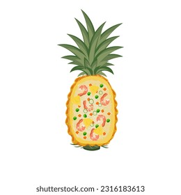 Thai Pineapple Fried Rice Vector Illustration Logo