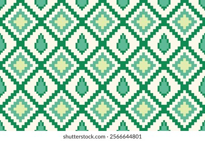 Thai pixel pattern. Abstract seamless pattern.Simple modern background. Repeat geometric design.pixel pattern with Nordic snowflakes for winter hats, ugly sweaters, jumpers. wallpapper